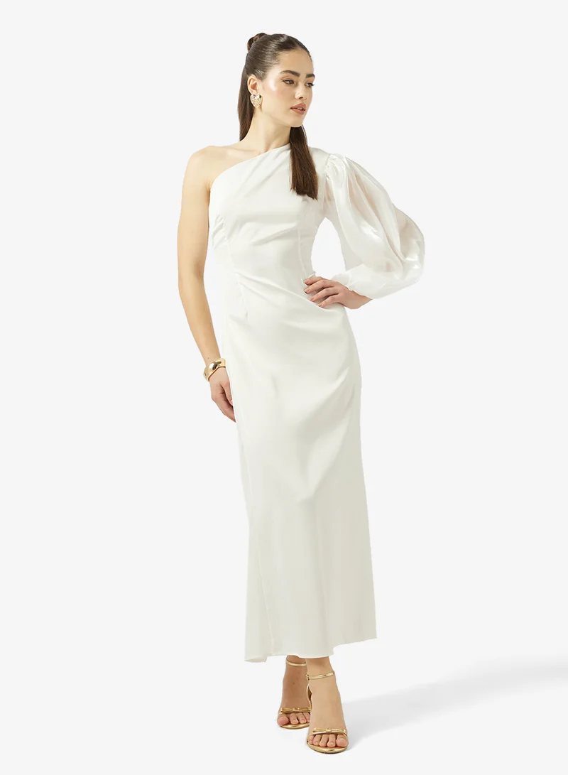 Ginger One Shoulder Puff Sleeves Maxi Dress